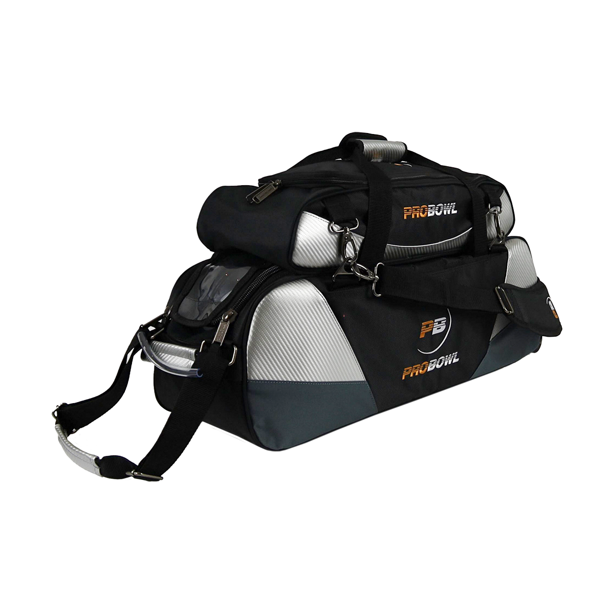 PROBOWL DELUXE 3-BALL TOTE W/ SHOE BAG BLACK/CARBON SILVER